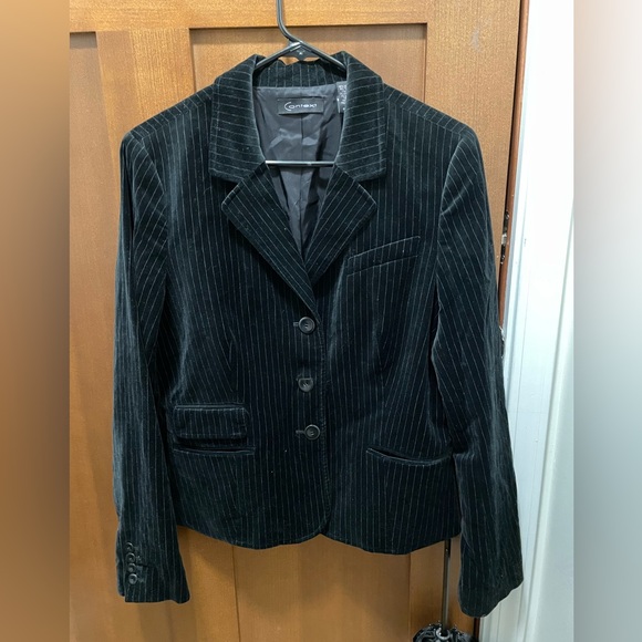 Context Jackets & Blazers - Context Women's Black Pinstripe Velvet Blazer